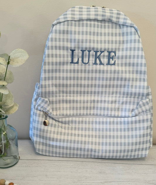 Blue Gingham Book Bag